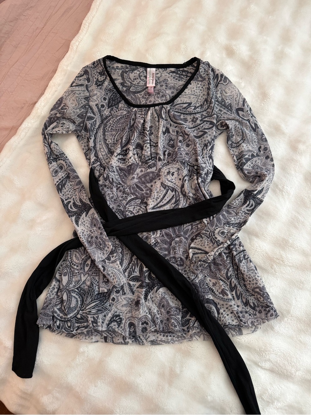 Vintage Y2K Sweet Pea by Stacy Frati Mesh Paisley Empire Tunic Top - S
